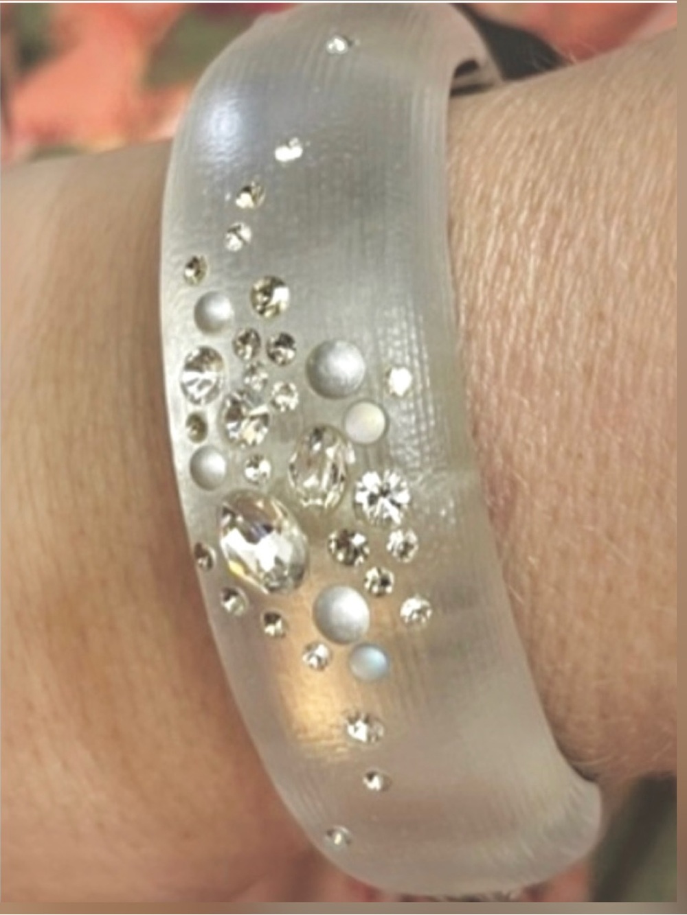 Alexis Bittar Clear Lucite Crystal and Pearl-Accent Bracelet